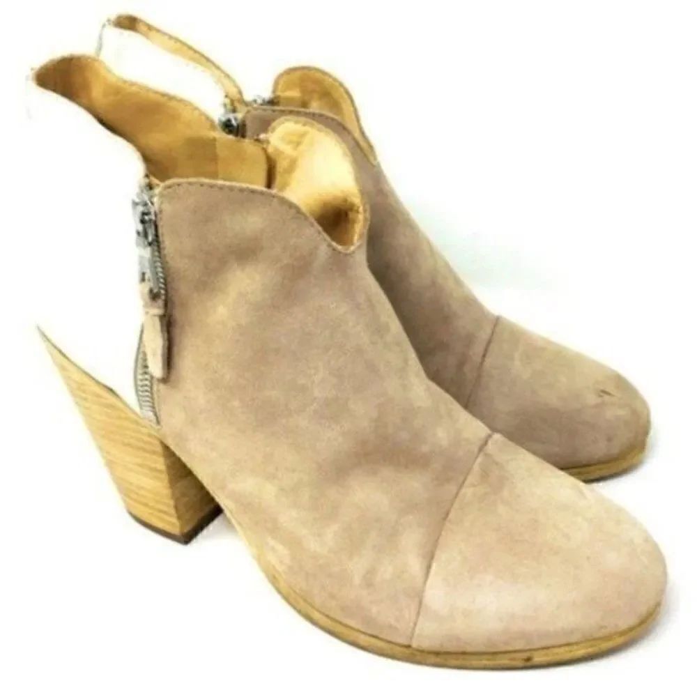 Rag & Bone womans Margot heeled boot 39.5 BoxI cream suede leather